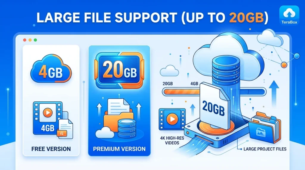 Large File Support (Up to 20GB)