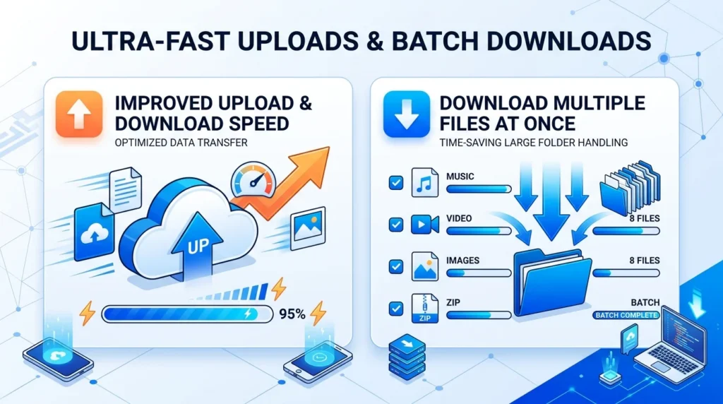 Ultra-Fast Uploads & Batch Downloads