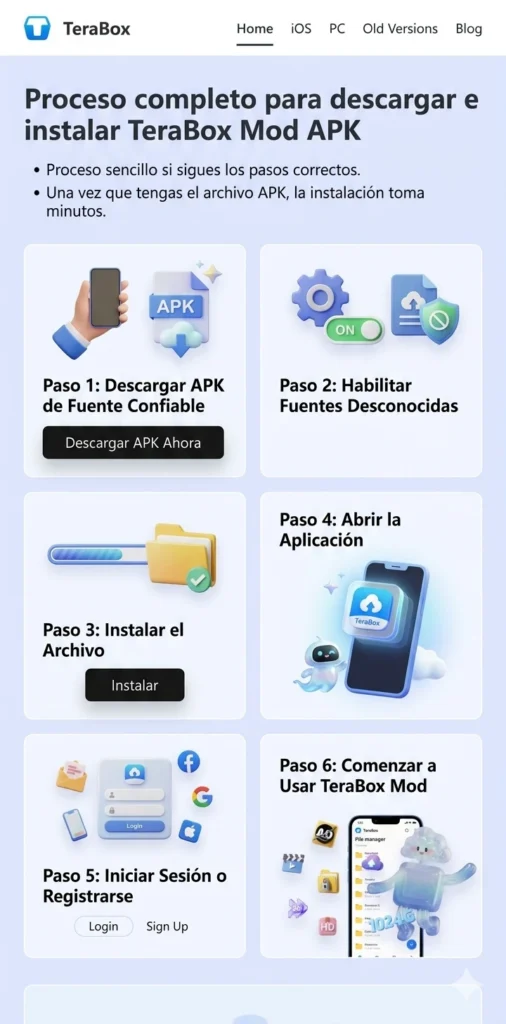 Proceso completo para descargar TeraBox Mod APK
